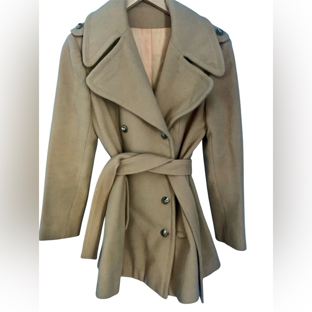 Vintage Union Made USA Camel Belted Pea Coat Classic